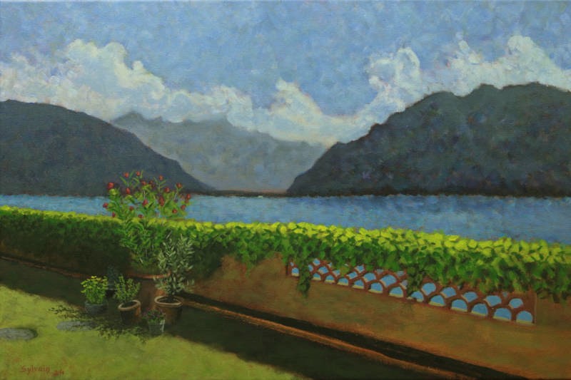Laurier-rose sur lac